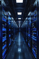 Fototapeta premium Computer data room, neatly arranged cabinets