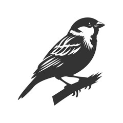 Silhouette of sparrow. Black vector art, charm of wildlife  bird art design.