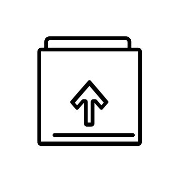 recommend clip art: This illustration features a simple upward arrow on a folder, indicating the action of uploading files within digital environments, commonly used in technology