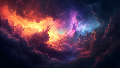 Fototapeta premium A vibrant, colorful galaxy with swirling stars and nebulae, evoking a sense of cosmic wonder.