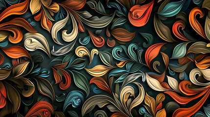 Abstract floral pattern with vibrant colors and a 3D effect.