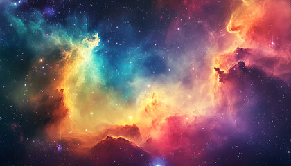 Fototapeta premium A vibrant, colorful galaxy with swirling stars and nebulae, evoking a sense of cosmic wonder.