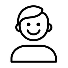 This cheerful illustration depicts a smiling person with a friendly expression, perfect for conveying warmth and approachability in design projects