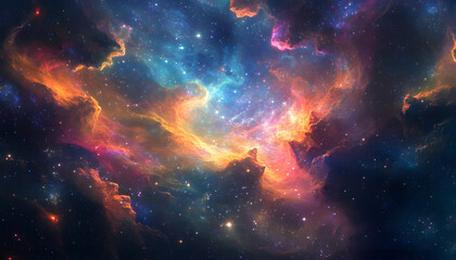 Fototapeta premium Galaxy Dreamscape: A vibrant, colorful galaxy with swirling stars and nebulae, evoking a sense of cosmic wonder.