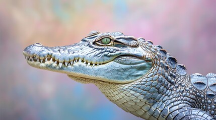 Fototapeta premium Close up of Crocodile Head with Sharp Teeth and Scales