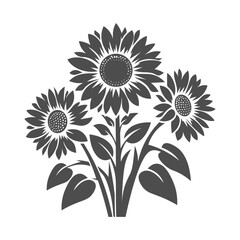 Fototapeta premium Black silhouette of a sunflower, great for floral designs, nature-inspired artwork, and botanical theme