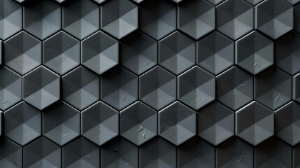 Abstract background of black hexagonal tiles.