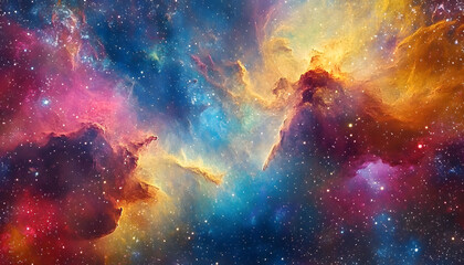 Obraz premium Galaxy Dreamscape: A vibrant, colorful galaxy with swirling stars and nebulae, evoking a sense of cosmic wonder.