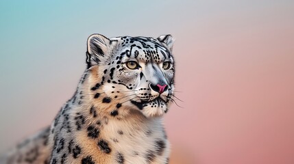 Fototapeta premium Snow Leopard Portrait with Blurry Background
