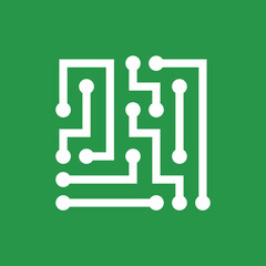 Circuit board vector, artificial intelligence logo, technology logo design