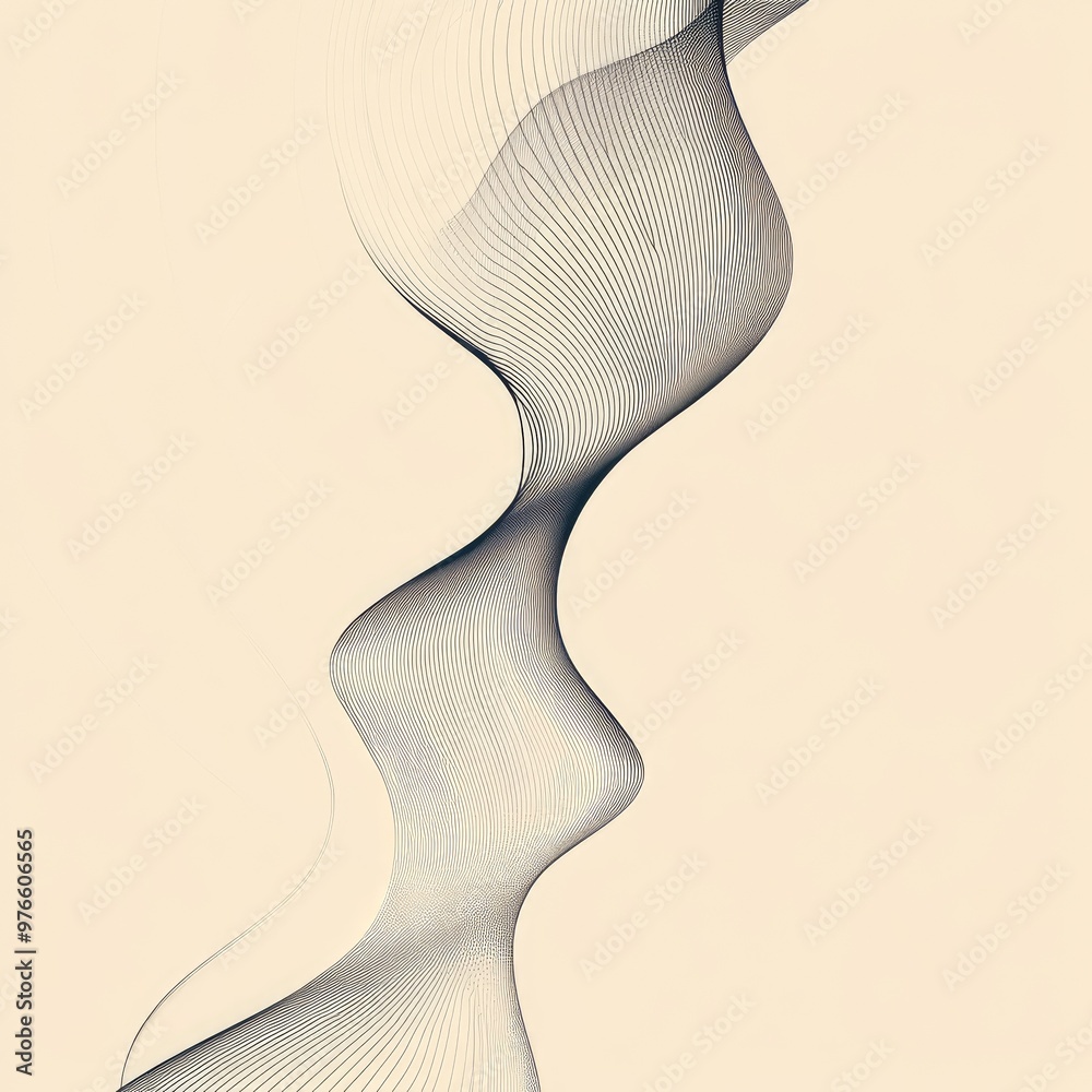 Poster an abstract wave pattern featuring flowing lines and soft curves on a neutral background, ideal for 