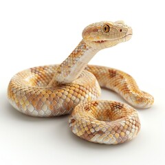 Fototapeta premium 3D illustration of an adorable snake curled in a spiral, isolate on white background, side view, bright lighting, detailed scales and playful pose