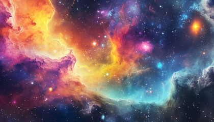 Fototapeta premium Galaxy Dreamscape: A vibrant, colorful galaxy with swirling stars and nebulae, evoking a sense of cosmic wonder.