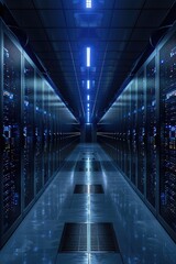 Fototapeta premium Computer data room, neatly arranged cabinets