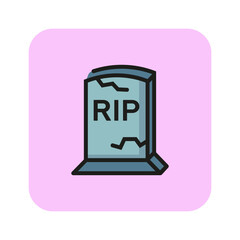 Grave with RIP inscription line icon. Stone, crack, rip. Halloween concept. Can be used for topics like cemetery, funeral, mystery