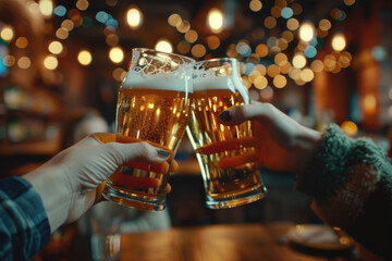 Raise a beer glass in the bar