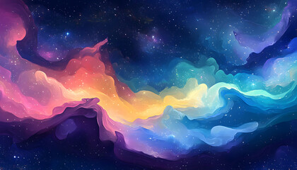Fototapeta premium Galaxy Dreamscape: A vibrant, colorful galaxy with swirling stars and nebulae, evoking a sense of cosmic wonder.