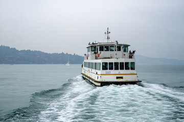 Obraz premium Ferry transporting passengers across a bay 