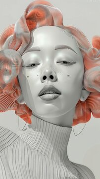 Future Woman plastic 3d render surreal blonde bombshell made of plastic cement 3d printed girl fake person cyber cyborg