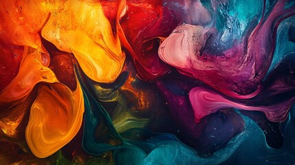 17. Abstract visual experience with a harmonious fusion of bold colors, fluid shapes, and intricate textures, designed to mesmerize and engage the viewer