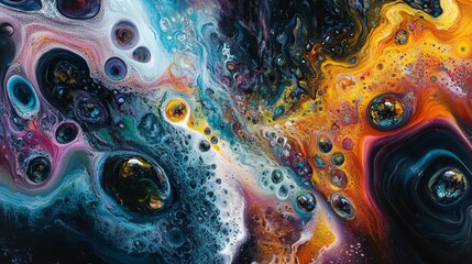 17. Abstract visual experience with a harmonious fusion of bold colors, fluid shapes, and intricate textures, designed to mesmerize and engage the viewer