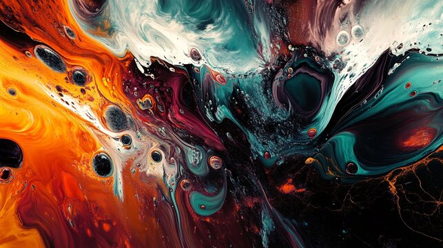 17. Abstract visual experience with a harmonious fusion of bold colors, fluid shapes, and intricate textures, designed to mesmerize and engage the viewer