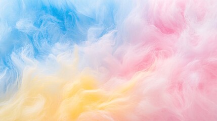 33. Whimsical abstract background with pastel shades of pink, blue, and yellow, resembling the fluffy textures of cotton candy, evoking a sense of nostalgia and sweetness