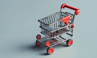 Online shopping concept - trolley cart full of presents. Black Friday and Ciber Mondey.