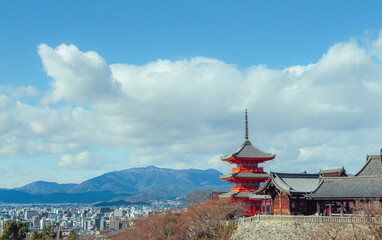 Fototapeta premium The most beautiful viewpoint of Kiyomizu-dera is a popular tourist destination in Kyoto, Japan.