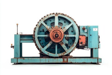 Fototapeta premium A close-up view of an industrial tumbling machine used in manufacturing, highlighting the intricate gears, powerful mechanics, and robust construction. This machine represents the heart of industrial 