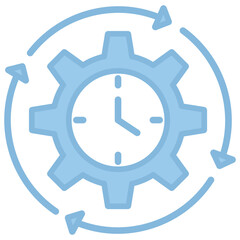 Time management icon with line color style