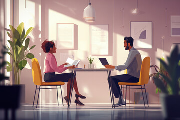 Colleagues who are talking in the office