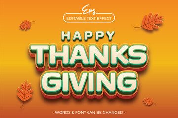Happy thanks giving poster with editable text effect