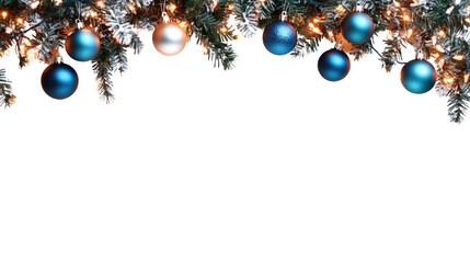 blue christmas balls isolated on white background 