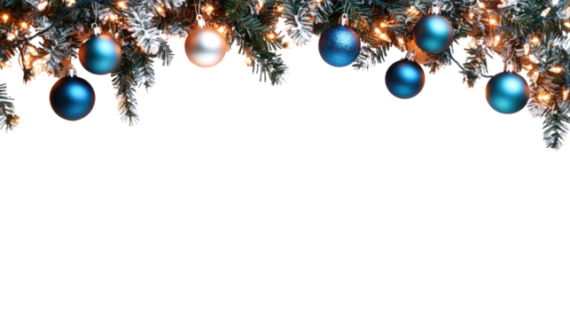 blue christmas balls isolated on white background 