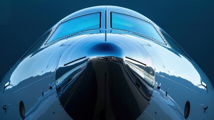 Closeup of a Private Jet's Polished Nose