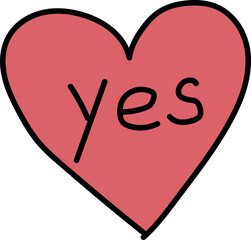 Hand-Drawn Pink Heart with a Yes Inside