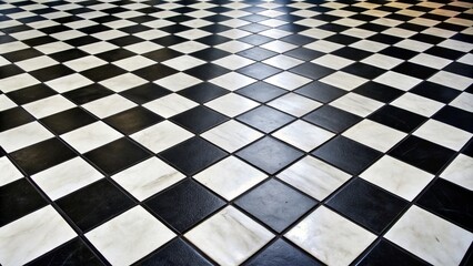 Black and white checkered tiles merge seamlessly, forming a striking geometric design that arrests the gaze and stirs