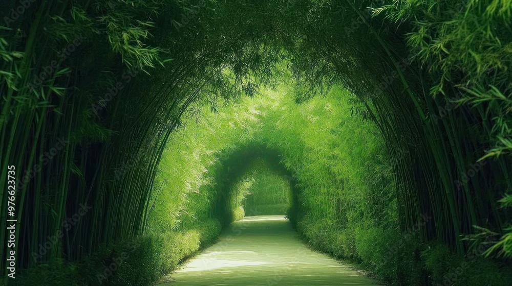 Sticker path through lush bamboo forest