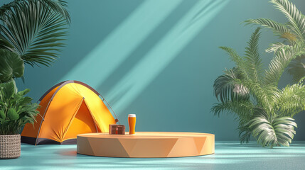 Obraz premium Camping Minimalist Mockup.