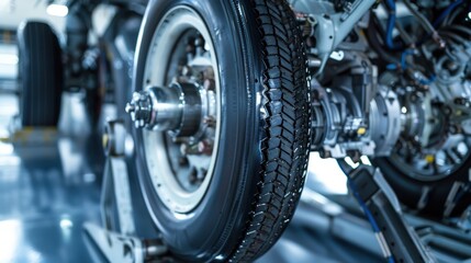 Obraz premium Closeup of Tire and Wheel on Aircraft