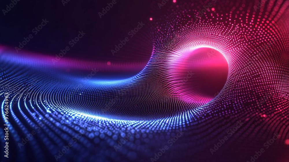 Poster 3d torus composed of dots and lines. concept of electromagnetic force fields. science and physics ba