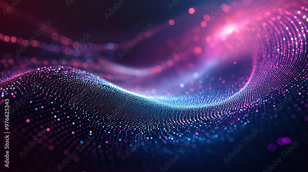 Poster 3d torus composed of dots and lines. concept of electromagnetic force fields. science and physics ba
