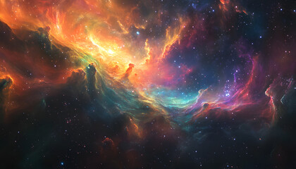 Obraz premium Galaxy Dreamscape: A vibrant, colorful galaxy with swirling stars and nebulae, evoking a sense of cosmic wonder.