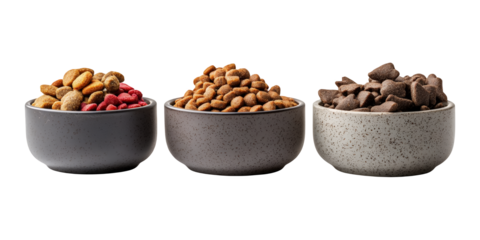 Wooden bowl filled dog food with clipping path, PNG collection, PNG image, PNG files, Generative art.