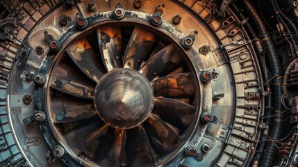 Close-up of a Jet Engine Fan