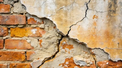 Fototapeta premium Eroded and weathered, the aged wall's once-sturdy facade now shows signs of wear and tear, crying out for