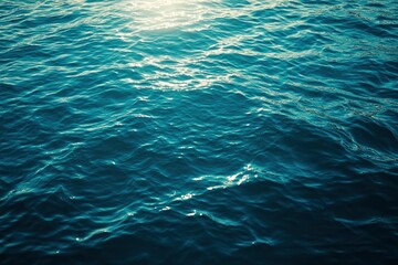 Fototapeta premium Water background texture. Sea surface in sunset light. Breezy wavy seawater. Sea water texture. Teal blue ocean view. Fresh water of lake. Relaxing natural photo wallpaper. Still water surface, ai