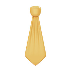 Yellow Tie 3D Icon Isolated Transparent Background