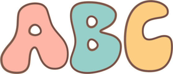 ABC text in cute groovy back to school illustration set